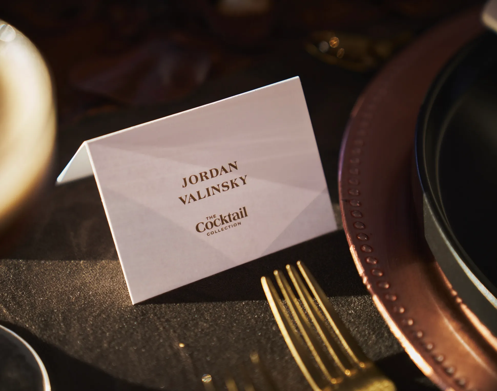 A place card on the dinner table