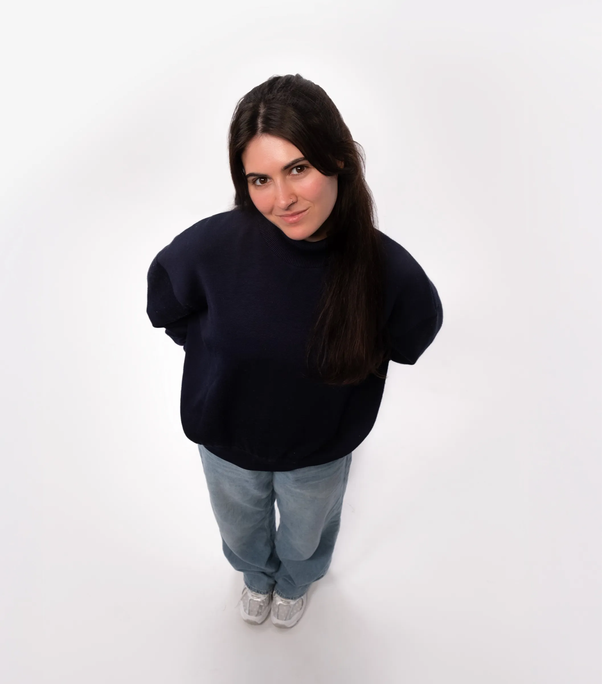 Kerrie from above, close enough to see her face